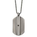 Load image into Gallery viewer, Stainless Steel Antiqued Brushed w/Black CZ NecklaceSRN1590-20
