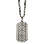 Load image into Gallery viewer, Stainless Steel Brushed w/Black CZ NecklaceSRN1592-22

