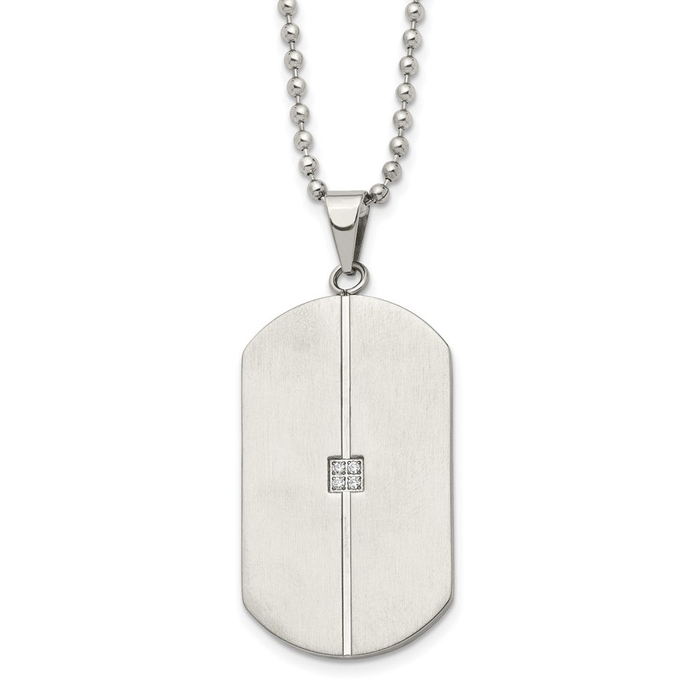 Stainless Steel Brushed and Polished w/CZ NecklaceSRN1594-20