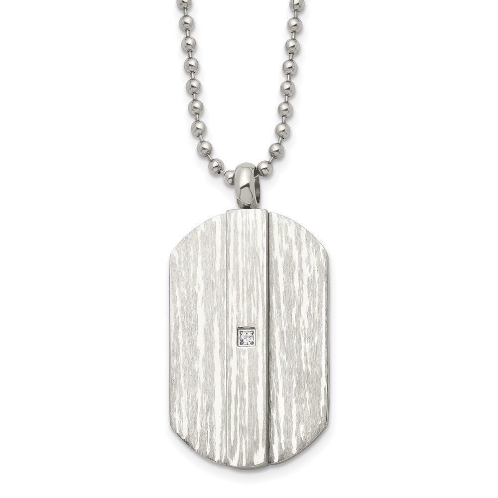 Stainless Steel Brushed and Polished w/CZ NecklaceSRN1597-20