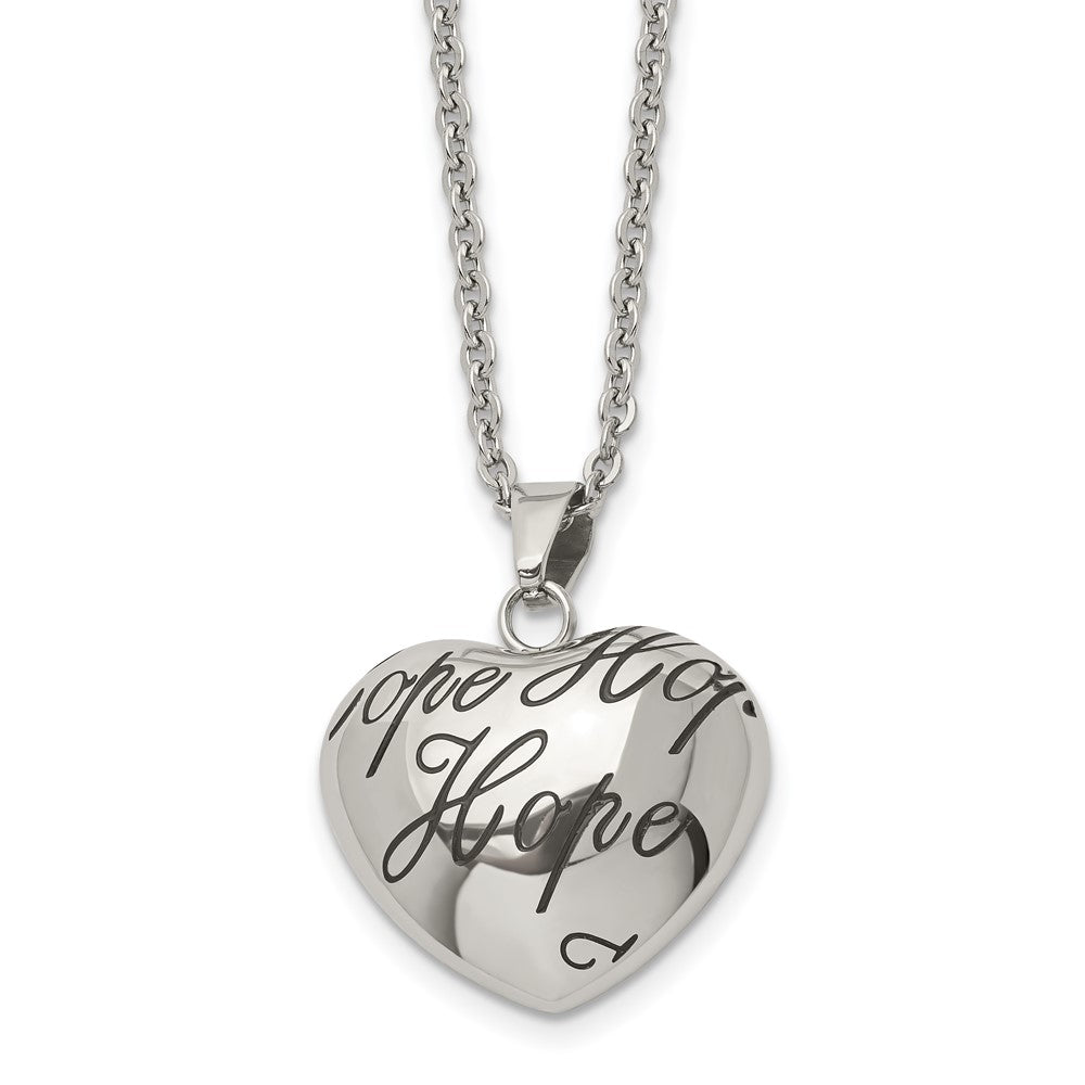 Stainless Steel Polished and Enameled Hope Heart NecklaceSRN1601-18