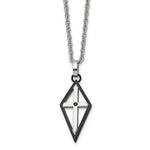 Load image into Gallery viewer, Stainless Steel Black IP-plated Cross CZ Polished NecklaceSRN1602-20

