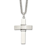 Load image into Gallery viewer, Stainless Steel Polished and Brushed Cross NecklaceSRN1603-22
