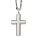 Load image into Gallery viewer, Stainless Steel Polished and Brushed CZ Cross NecklaceSRN1606-22
