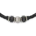 Load image into Gallery viewer, Stainless Steel Brushed Leather Black IP-plated &amp; Rubber NecklaceSRN1620-19.25
