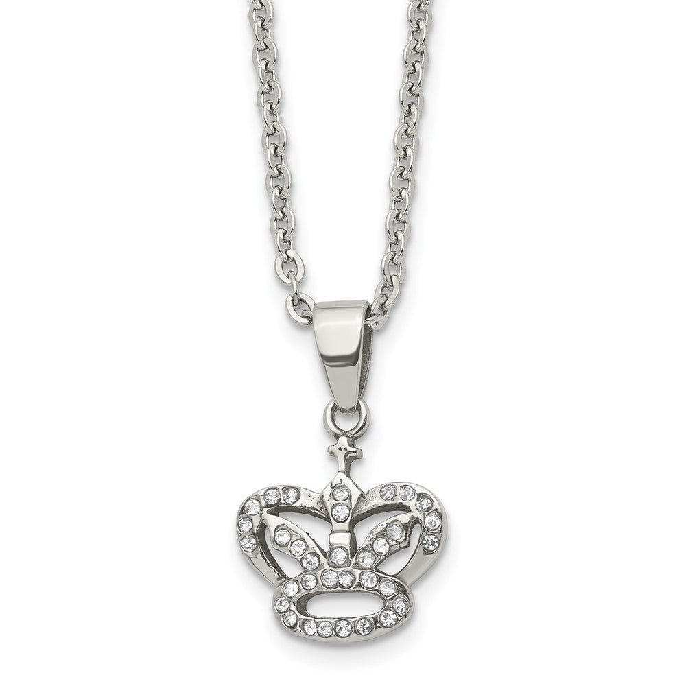 Stainless Steel CZ Crown NecklaceSRN1621-18