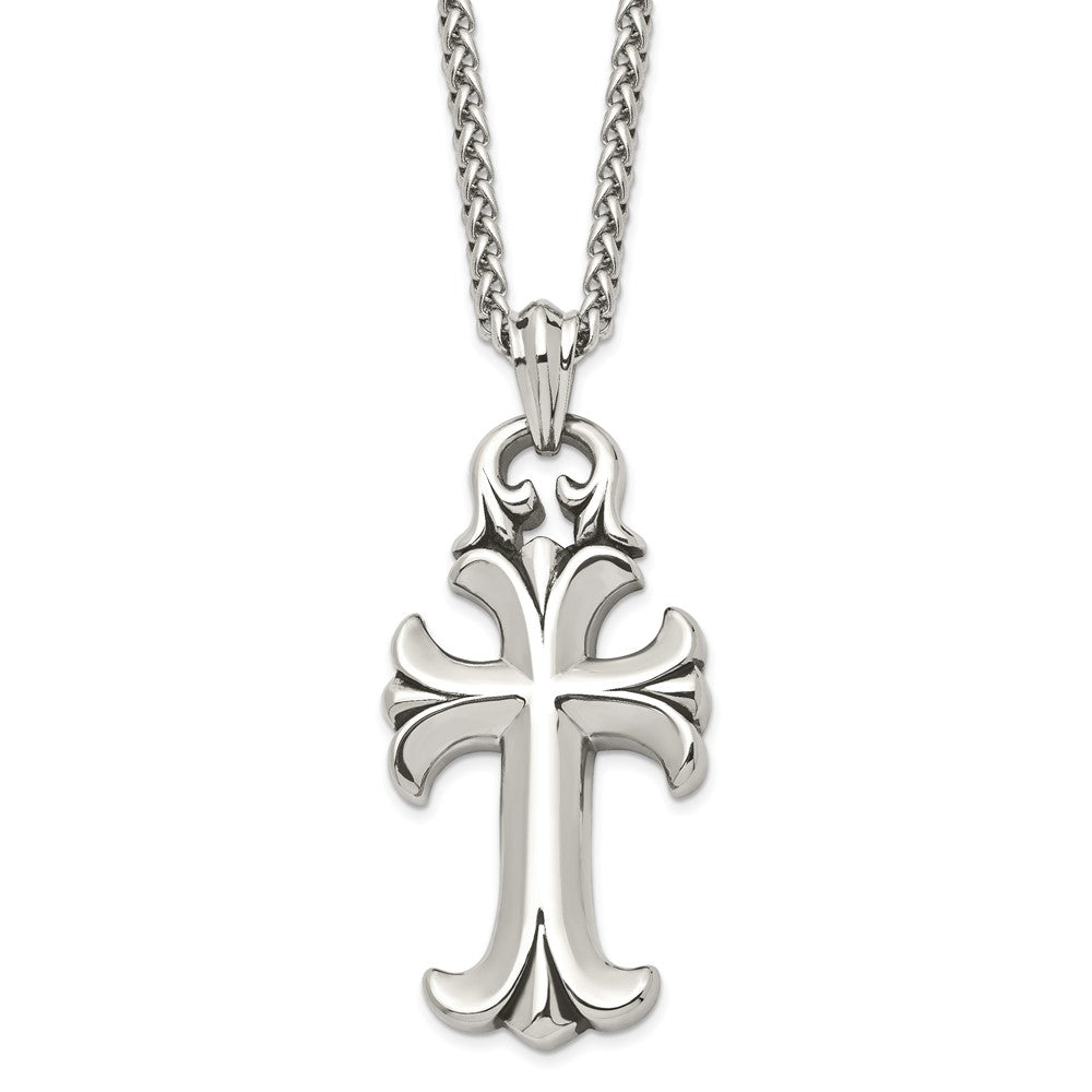 Stainless Steel Antiqued Cross NecklaceSRN1625-24