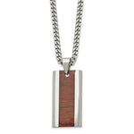 Load image into Gallery viewer, Stainless Steel Polished Red/Orange Wood Inlay Enameled NecklaceSRN1629-20
