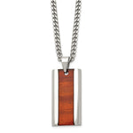 Load image into Gallery viewer, Stainless Steel Polished Red Wood Inlay Enameled NecklaceSRN1630-20
