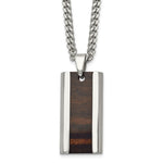 Load image into Gallery viewer, Stainless Steel Polished Black Wood Inlay Enameled NecklaceSRN1632-20
