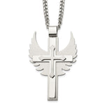 Load image into Gallery viewer, Stainless Steel Polished/Brushed Cross with Wings NecklaceSRN1633-20
