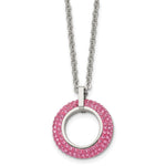 Load image into Gallery viewer, Stainless Steel Polished with Pink Crystal Circle NecklaceSRN1637-18
