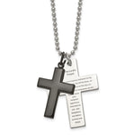 Load image into Gallery viewer, Stainless Steel Polished Black IP-plated Lord&#39;s Prayer Cross NecklaceSRN1645-24
