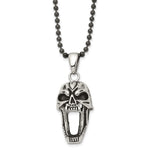 Load image into Gallery viewer, Stainless Steel Polished and Antiqued Skull NecklaceSRN1699-22
