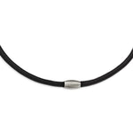 Load image into Gallery viewer, Stainless Steel Brushed Black Leather NecklaceSRN1805-21.5
