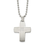 Load image into Gallery viewer, Stainless Steel Polished and Brushed CZ Cross NecklaceSRN1830-22
