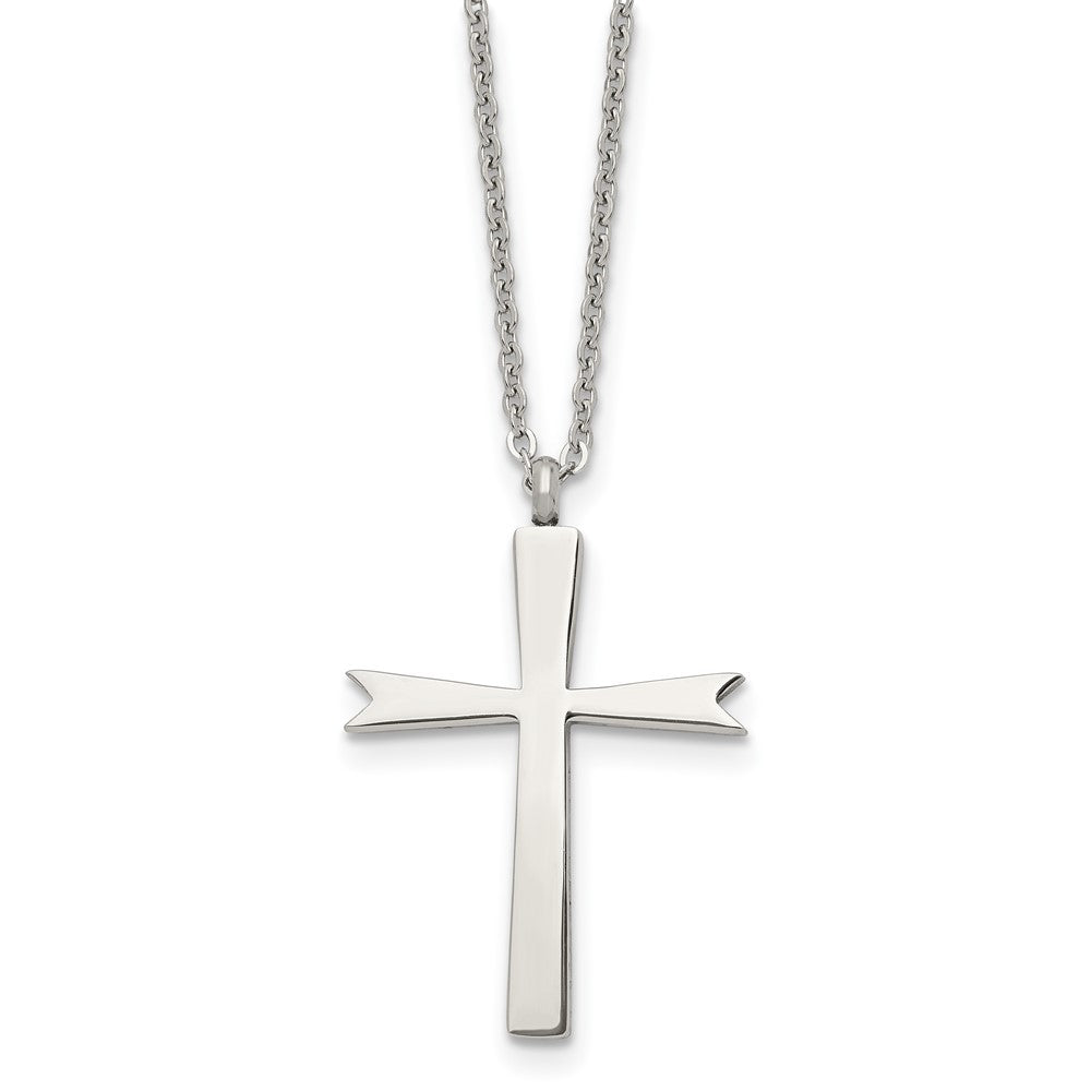 Stainless Steel Polished Cross NecklaceSRN1853-18