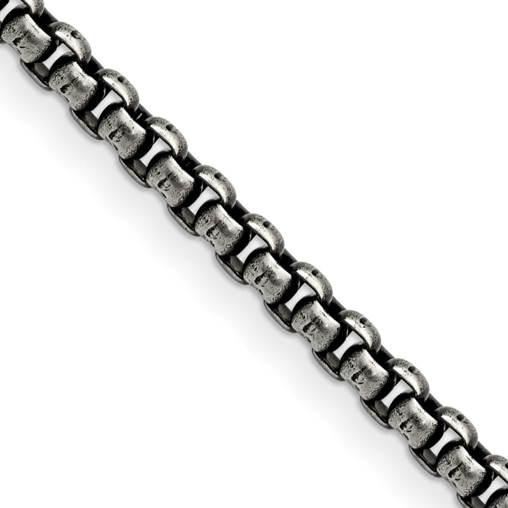 Stainless Steel Antiqued and Polished 3.9mm Rounded Box ChainSRN1893-16