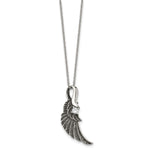 Load image into Gallery viewer, Stainless Steel Antiqued and Polished with Crystal Wing NecklaceSRN1898-20
