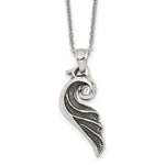 Load image into Gallery viewer, Stainless Steel Antiqued and Polished with Crystal Wing 18 in. NecklaceSRN1904-18
