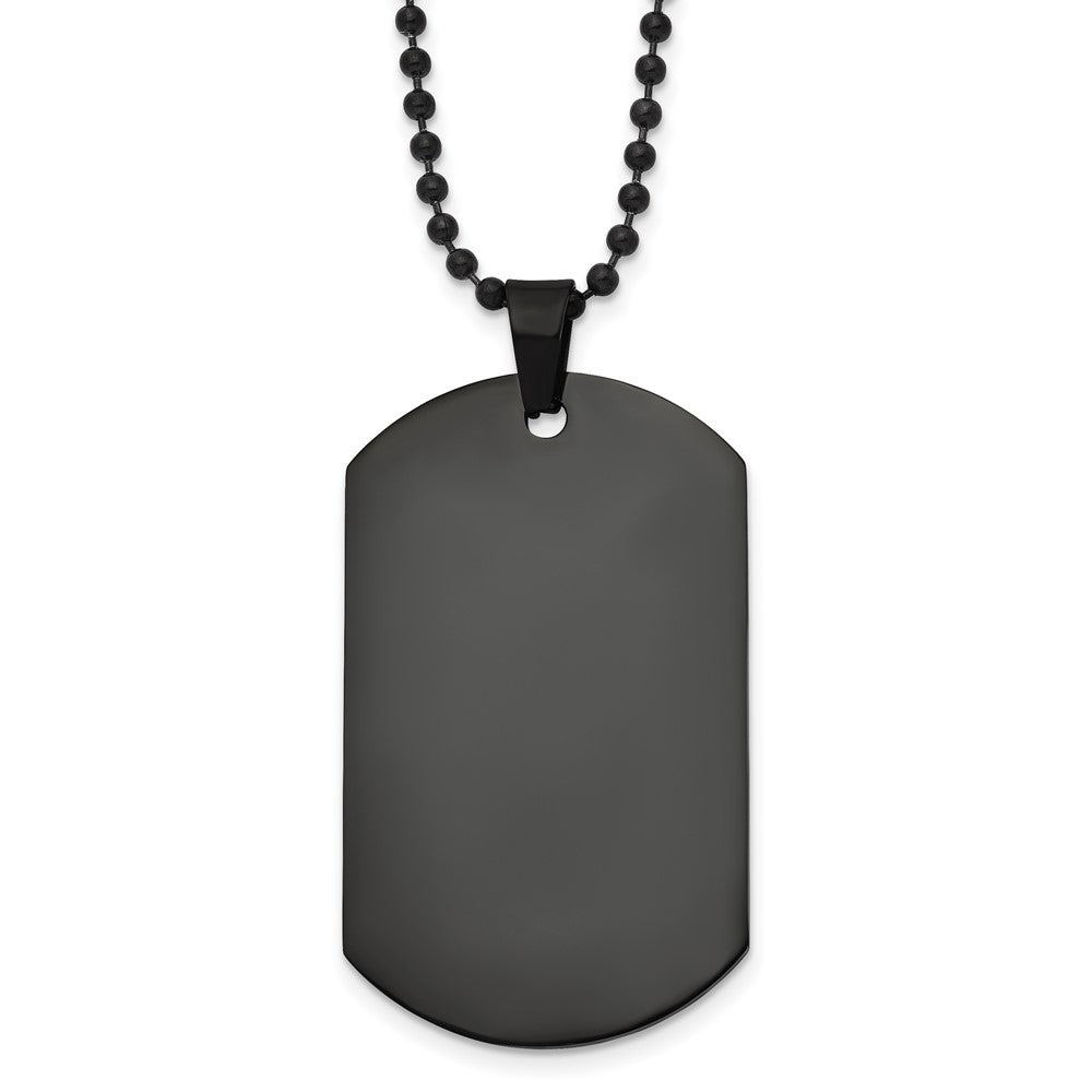Stainless Steel Polished Black IP Dog Tag NecklaceSRN1924-20