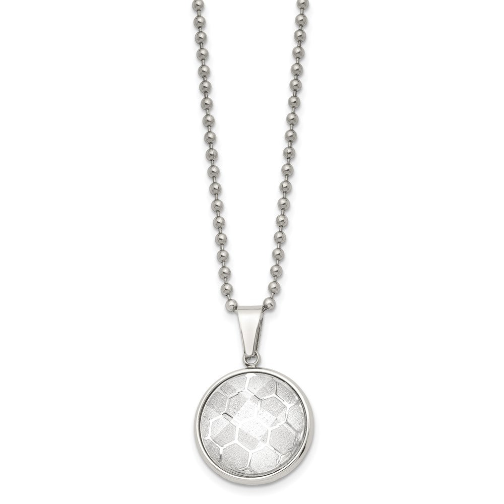 Stainless Steel Polished Soccer Ball Design with Acrylic Beaded NecklaceSRN2292-22