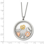 Load image into Gallery viewer, Stainless Steel Rose &amp; Yellow Ip-plated Hope Charms 2in ext NecklaceSRN2708-18
