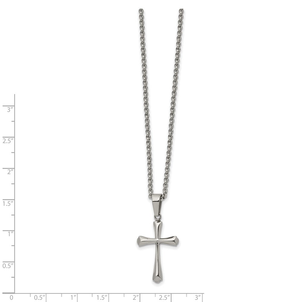 Stainless Steel Polished 22in Cross NecklaceSRN2754-22