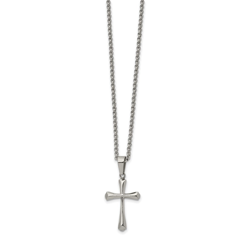 Stainless Steel Polished 22in Cross NecklaceSRN2754-22
