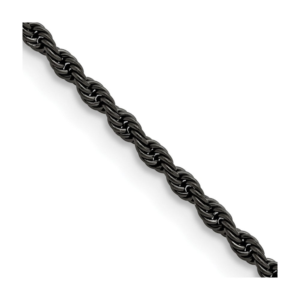 Stainless Steel IP Black-plated 2.4mm 18in Rope ChainSRN672BP-18