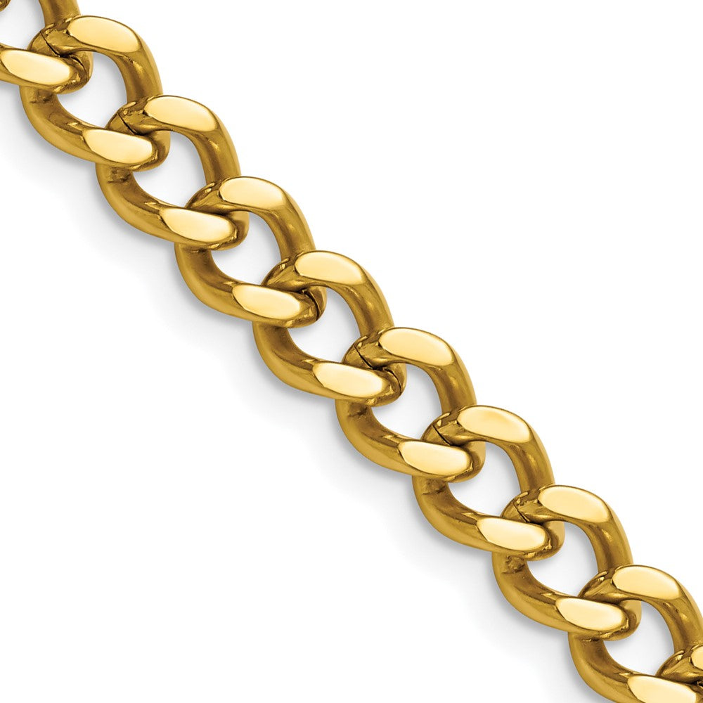 Stainless Steel IP Gold-plated 7.5mm 8in Curb ChainSRN690GP-8