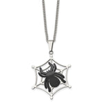Load image into Gallery viewer, Stainless Steel IP Black-plated Spider &amp; Polished Web NecklaceSRN941-22
