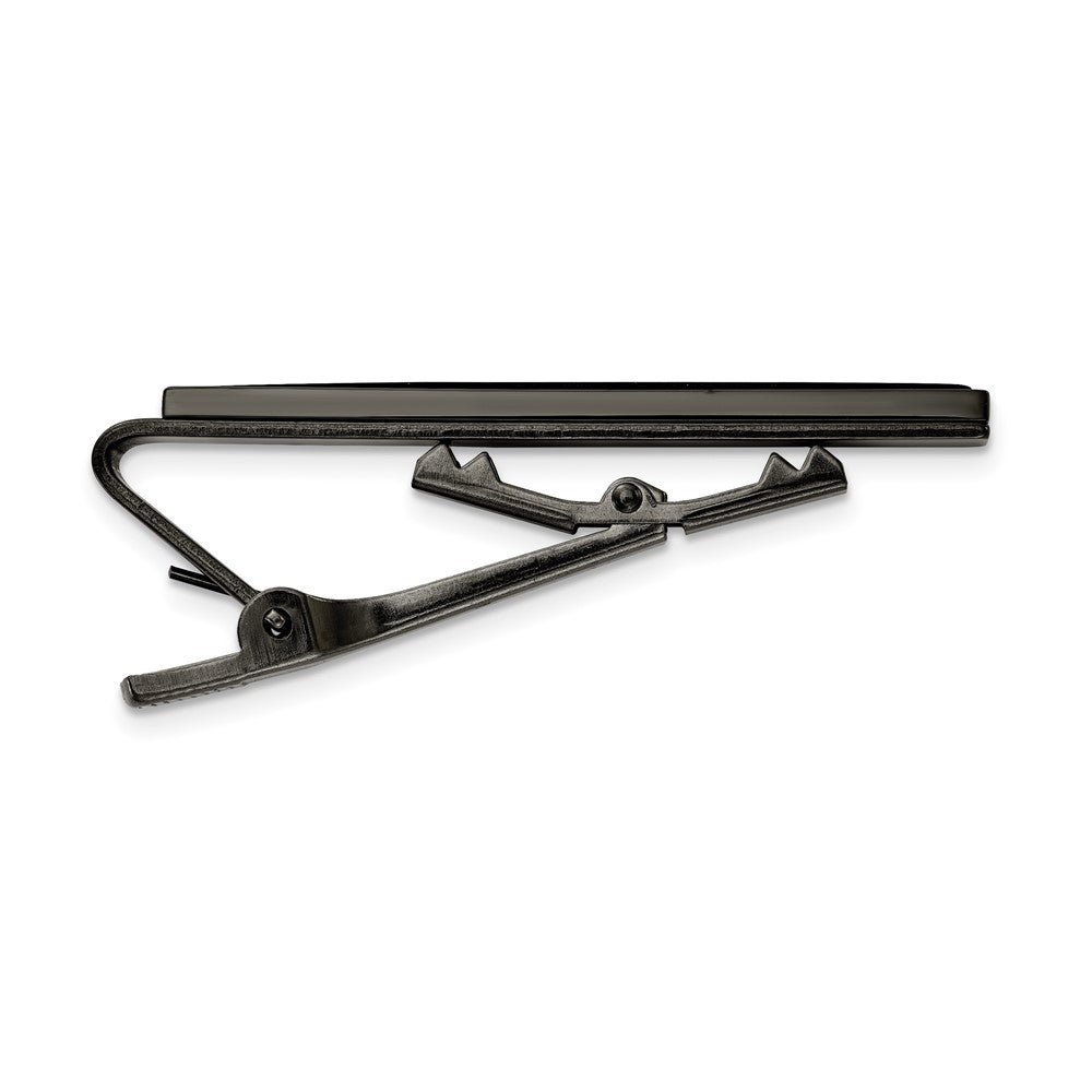 Stainless Steel Polished Gun Metal IP-plated w/Carbon Fiber Inlay Tie BarSRT126