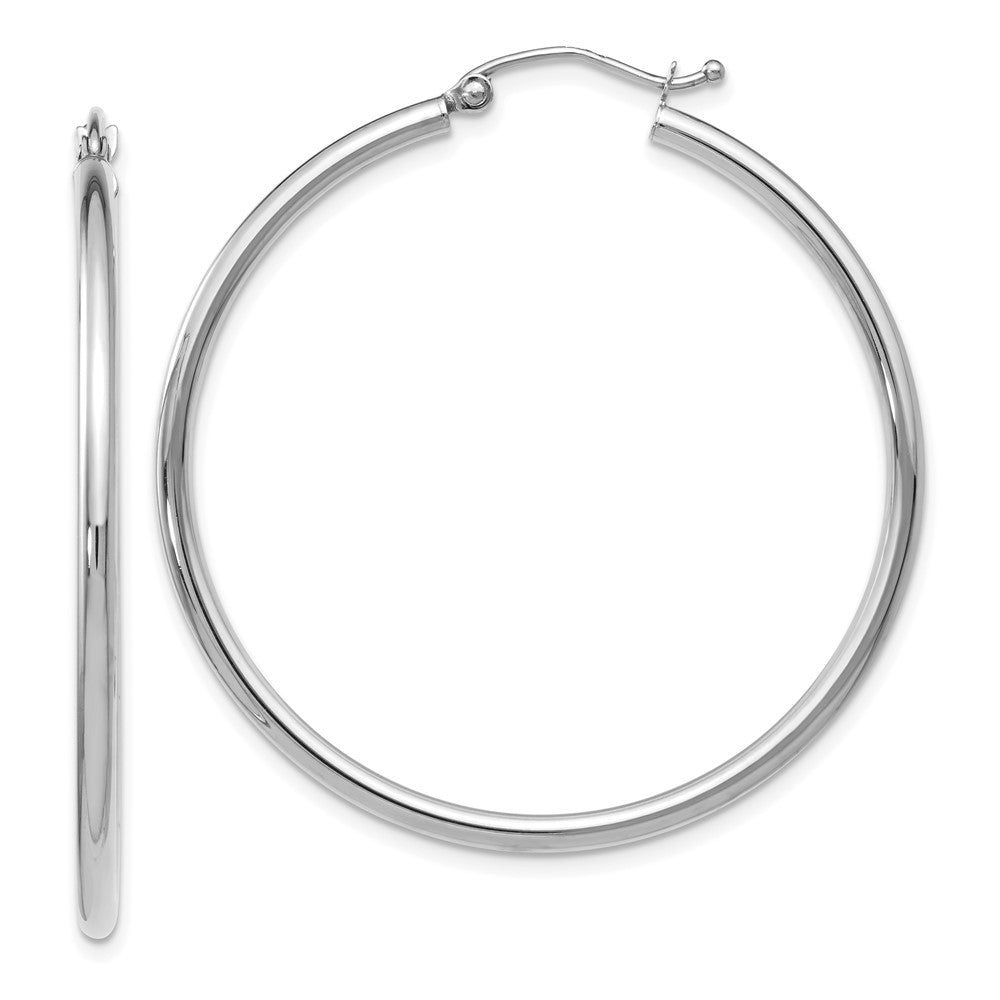 Leslie's 10K White Gold Polished Hinged Hoop EarringsTA07