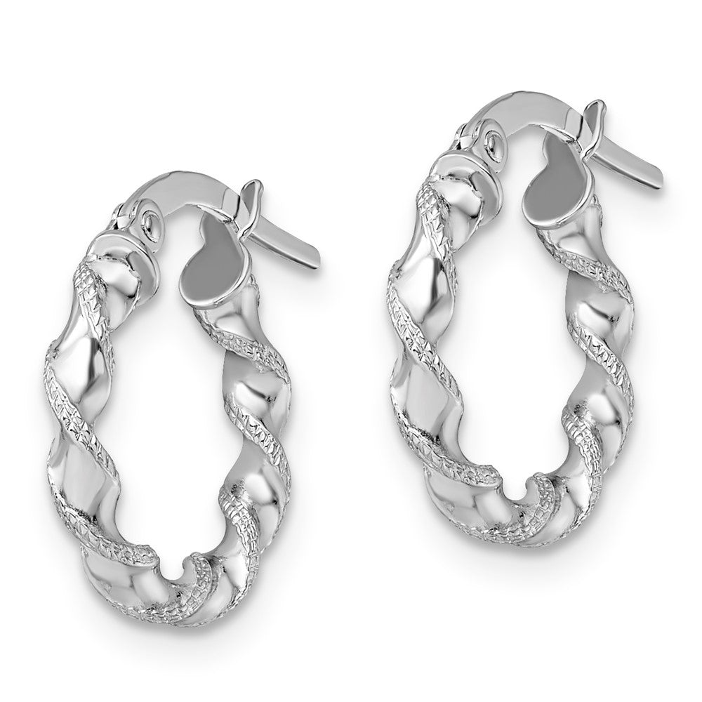 Leslie's 10K White Gold Textured Twisted Hinged Hoop EarringsTA71