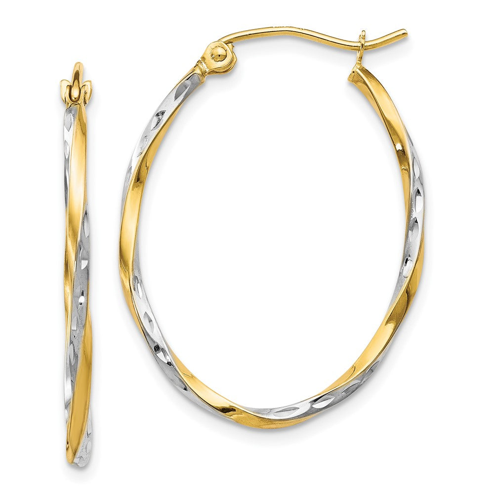 Leslie's 10K w/Rhodium Oval Hinged Hoop EarringsTA86