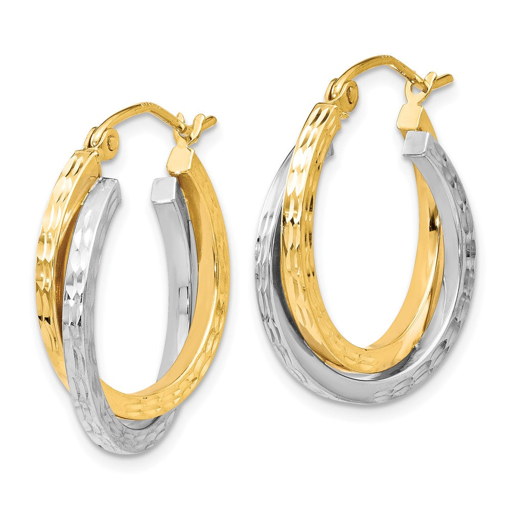 Leslie's 10K Two-tone Textured Hinged Hoop EarringsTA94