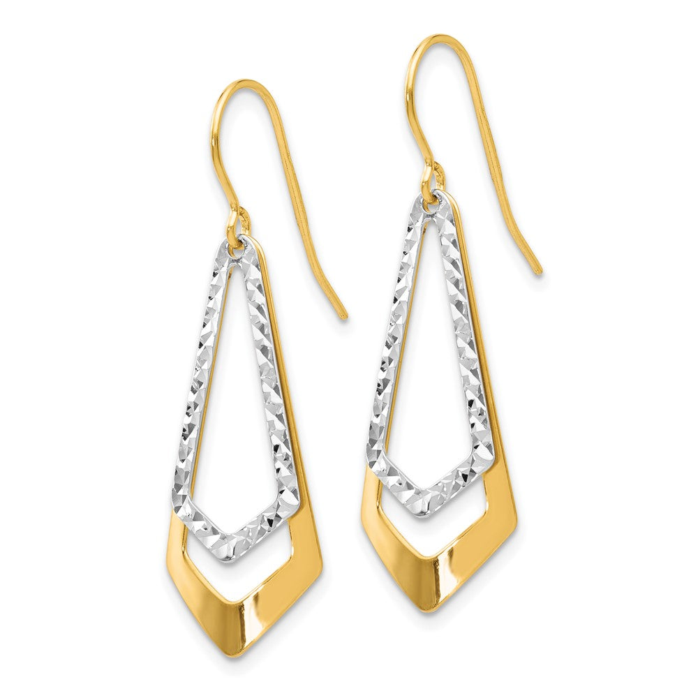 Leslie's 10K Two-tone D/C Shepherd Hook Dangle EarringsTB13
