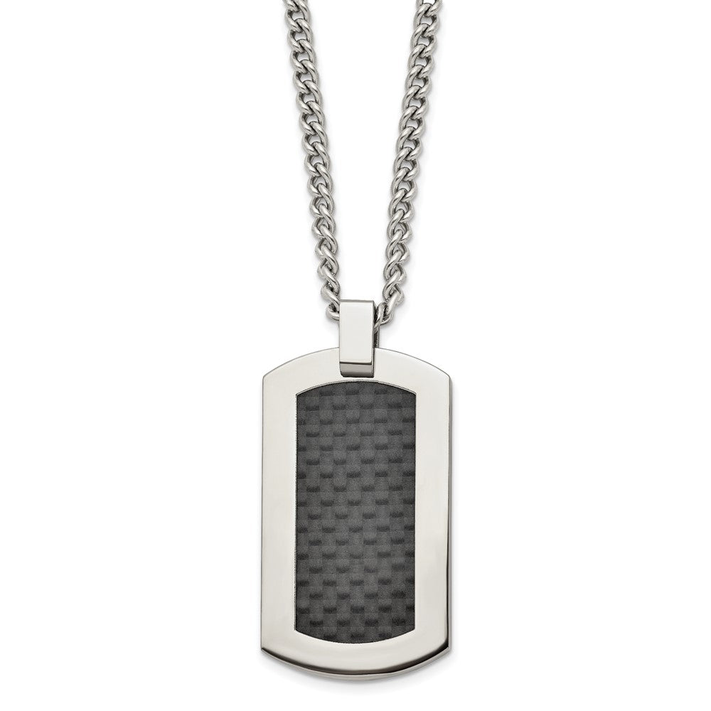 Titanium Polished w/Black Carbon Fiber Inlay 24in NecklaceTBN112-24