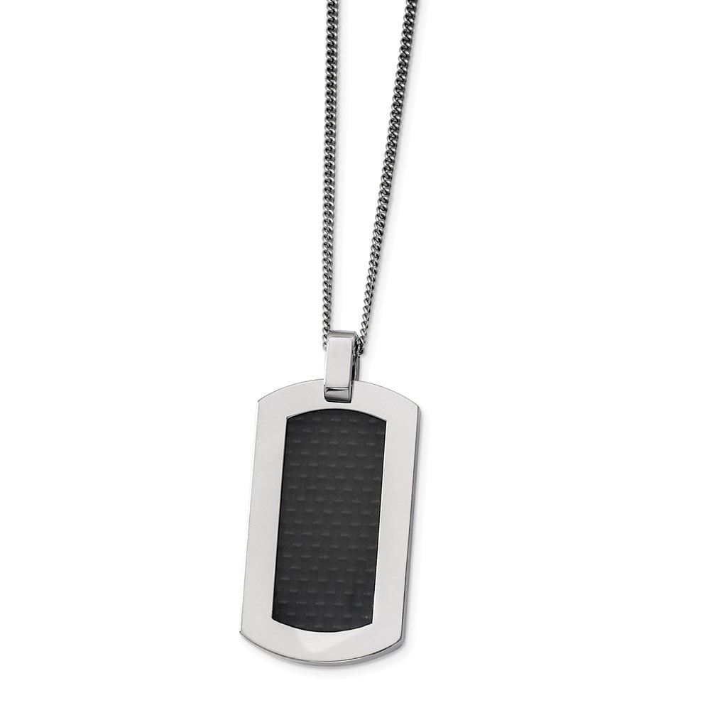 Titanium Polished w/Black Carbon Fiber Inlay 24in NecklaceTBN112-24