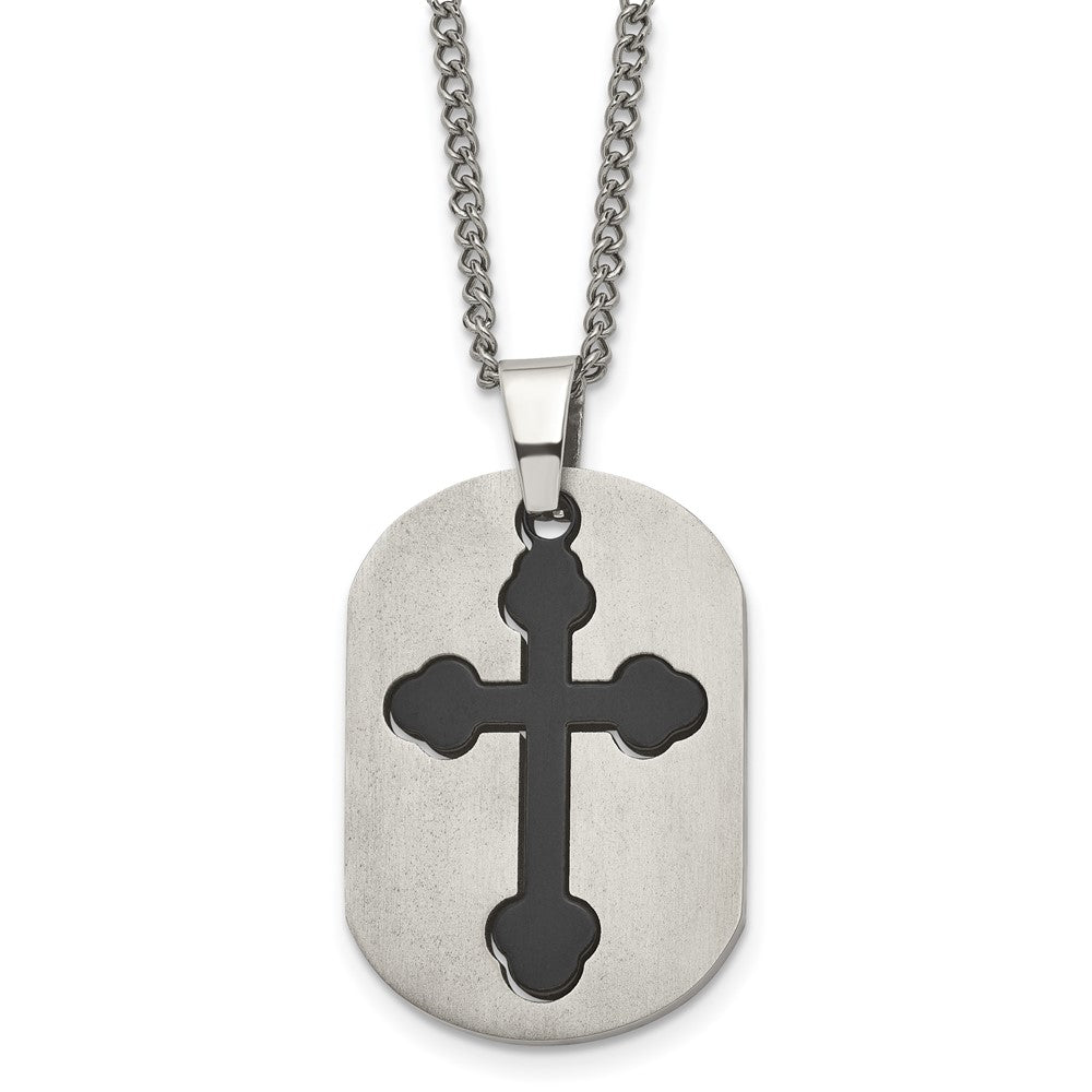 Titanium Black IP-plated Moveable Cross 22in NecklaceTBN114-22