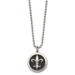 Load image into Gallery viewer, Titanium Black Enamel Fleur de lis 24in NecklaceTBN120-24
