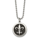 Load image into Gallery viewer, Titanium Black Enamel Fleur de lis 24in NecklaceTBN120-24
