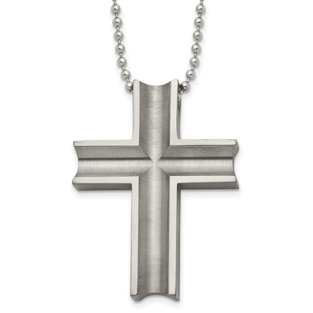 Titanium Polished Cross NecklaceTBN154-24