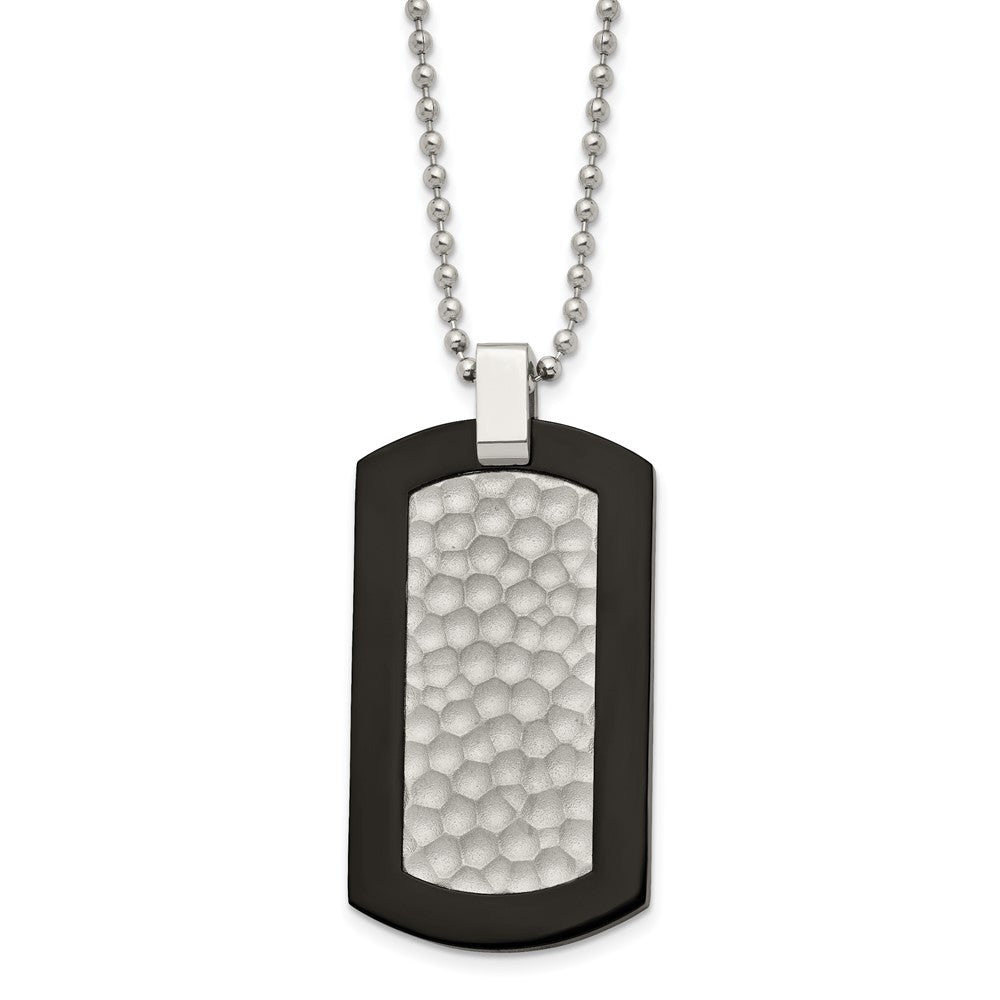 Titanium Polished/Hammered/Satin Black IP-plated NecklaceTBN158-24