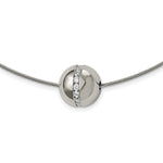 Load image into Gallery viewer, Titanium CZ Pendant with Polished Stainless Steel Wire NecklaceTBN177-17
