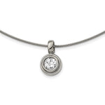 Load image into Gallery viewer, Titanium CZ Pendant with Polished Stainless Steel Wire NecklaceTBN178-17
