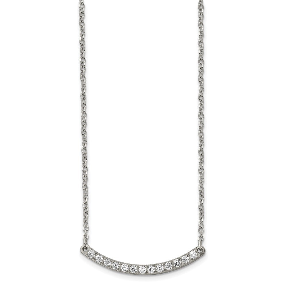 Titanium Polished with CZ Bar 20.5in NecklaceTBN180-20.5