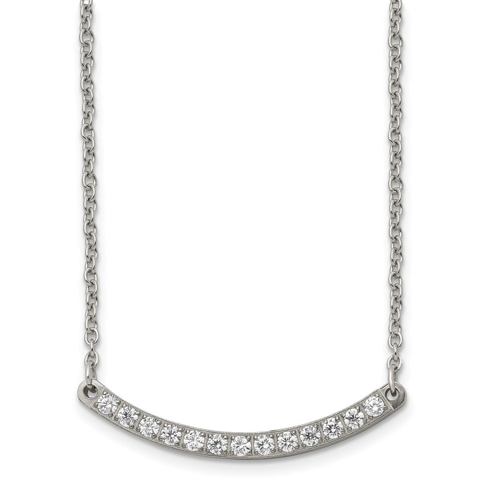 Titanium Polished with CZ Bar 20.5in NecklaceTBN180-20.5