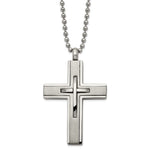 Load image into Gallery viewer, Titanium Brushed and Polished Cross 22in NecklaceTBN193-22
